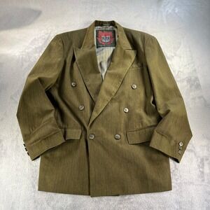 Vintage 90s Olive Double Breasted Blazer Womens Oversized Power Suit Jacket
